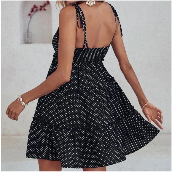 Polka Dot Tie Cami Mini Dress - Picture 2 of 4